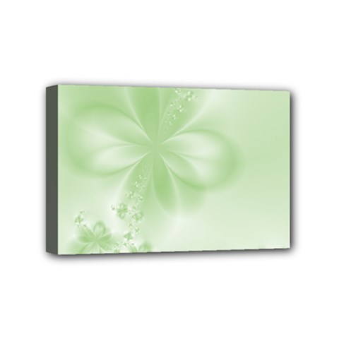 Tea Green Floral Print Mini Canvas 6  x 4  (Stretched) from ArtsNow.com