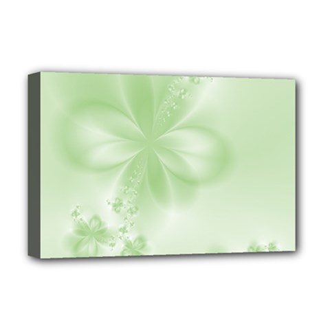 Tea Green Floral Print Deluxe Canvas 18  x 12  (Stretched) from ArtsNow.com