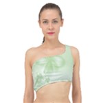 Tea Green Floral Print Spliced Up Bikini Top 