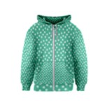 Biscay Green White Floral Print Kids  Zipper Hoodie