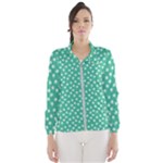 Biscay Green White Floral Print Women s Windbreaker