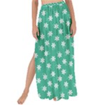 Biscay Green White Floral Print Maxi Chiffon Tie-Up Sarong