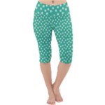 Biscay Green White Floral Print Lightweight Velour Cropped Yoga Leggings