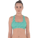 Biscay Green White Floral Print Cross Back Hipster Bikini Top 