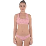 Coral Pink White Floral Print Cross Back Hipster Bikini Set