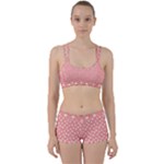 Coral Pink White Floral Print Perfect Fit Gym Set