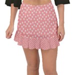 Coral Pink White Floral Print Fishtail Mini Chiffon Skirt