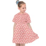 Coral Pink White Floral Print Kids  Sailor Dress