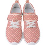 Coral Pink White Floral Print Men s Velcro Strap Shoes