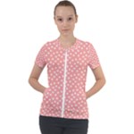 Coral Pink White Floral Print Short Sleeve Zip Up Jacket