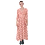 Coral Pink White Floral Print Button Up Maxi Dress