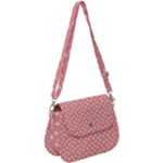 Coral Pink White Floral Print Saddle Handbag