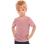 Coral Pink White Floral Print Kids  Sports Tee