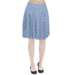 Faded Blue White Floral Print Pleated Skirt