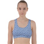 Faded Blue White Floral Print Back Weave Sports Bra