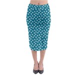 Teal White Floral Print Midi Pencil Skirt