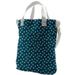 Teal White Floral Print Canvas Messenger Bag