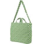 Spring Green White Floral Print Square Shoulder Tote Bag