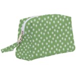 Spring Green White Floral Print Wristlet Pouch Bag (Large)