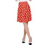 Red White Floral Print A-Line Skirt