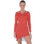 Red White Floral Print Asymmetric Cut-Out Shift Dress