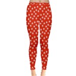 Red White Floral Print Inside Out Leggings