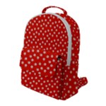 Red White Floral Print Flap Pocket Backpack (Large)