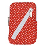 Red White Floral Print Belt Pouch Bag (Large)