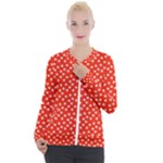 Red White Floral Print Casual Zip Up Jacket