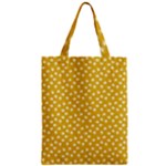 Saffron Yellow White Floral Pattern Zipper Classic Tote Bag