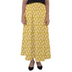 Saffron Yellow White Floral Pattern Flared Maxi Skirt