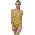 Saffron Yellow White Floral Pattern To One Side Swimsuit