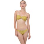 Saffron Yellow White Floral Pattern Classic Bandeau Bikini Set