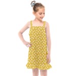 Saffron Yellow White Floral Pattern Kids  Overall Dress