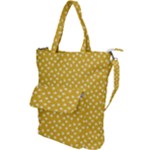 Saffron Yellow White Floral Pattern Shoulder Tote Bag
