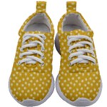 Saffron Yellow White Floral Pattern Kids Athletic Shoes