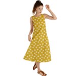 Saffron Yellow White Floral Pattern Summer Maxi Dress