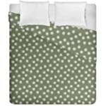 Sage Green White Floral Print Duvet Cover Double Side (California King Size)