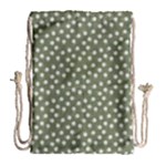 Sage Green White Floral Print Drawstring Bag (Large)