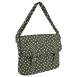 Sage Green White Floral Print Buckle Messenger Bag