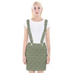 Sage Green White Floral Print Braces Suspender Skirt
