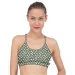 Sage Green White Floral Print Basic Training Sports Bra