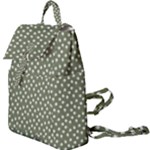 Sage Green White Floral Print Buckle Everyday Backpack