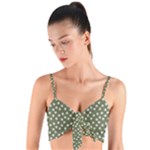 Sage Green White Floral Print Woven Tie Front Bralet