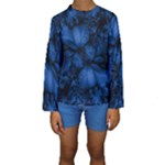 Dark Blue Abstract Pattern Kids  Long Sleeve Swimwear