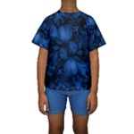 Dark Blue Abstract Pattern Kids  Short Sleeve Swimwear