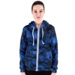 Dark Blue Abstract Pattern Women s Zipper Hoodie