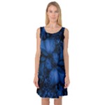 Dark Blue Abstract Pattern Sleeveless Satin Nightdress