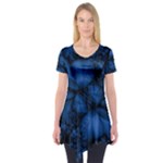 Dark Blue Abstract Pattern Short Sleeve Tunic 