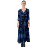 Dark Blue Abstract Pattern Button Up Boho Maxi Dress